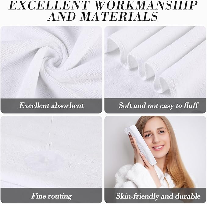 Shimeyao Bleach Proof Towels Microfiber Absorbent Resistant Hair Hand Towels Bulk Quick Dry for Barber Gym Bath Spa Shaving(40 Pack,White,Cute)