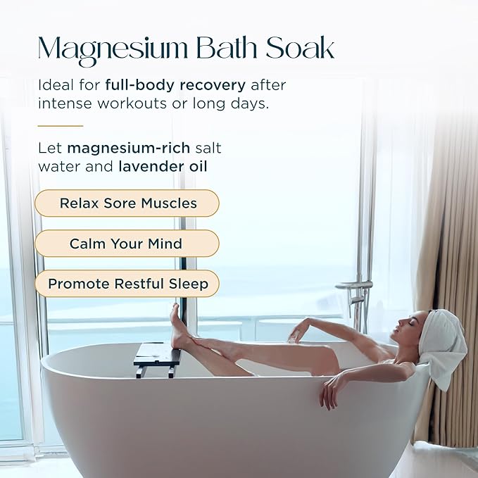 Ocean Magnesium Bath Soak Infused with Lavender Oil to Hydrate, Soothe and Moisturize Skin, Relax and Replenish Muscles, Highly Concentrated Pure Magnesium Salts, 500mL