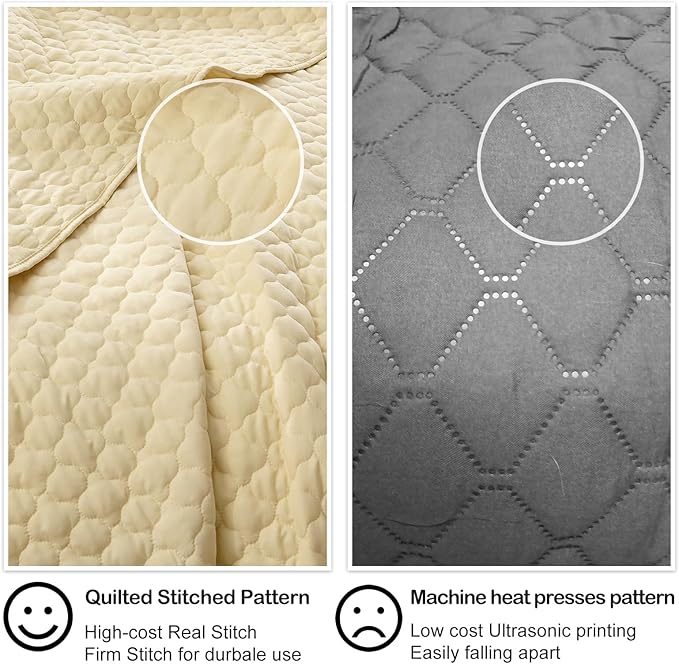 HORIMOTE HOME Quilt Queen Size Light Yellow, Lightweight Quilt for Summer Ultra-Soft Microfiber Modern Style Quilted Clouds Pattern Bedspread Quit Set 3 Pieces(1 Quilt and 2 Pillow Shams)