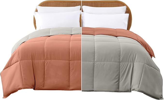 Modern Threads Down Alternative Reversible Comforter Orange Rust/Beige California King