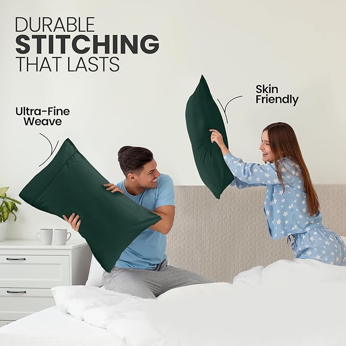 Pillow Covers by Utopia Bedding - King Size 2-Pack – Soft Brushed Microfiber – Perfect for Hospitals, Hotels, Guest Rooms – Oeko-TEX Certified, 20x40 Inches (Emerald)