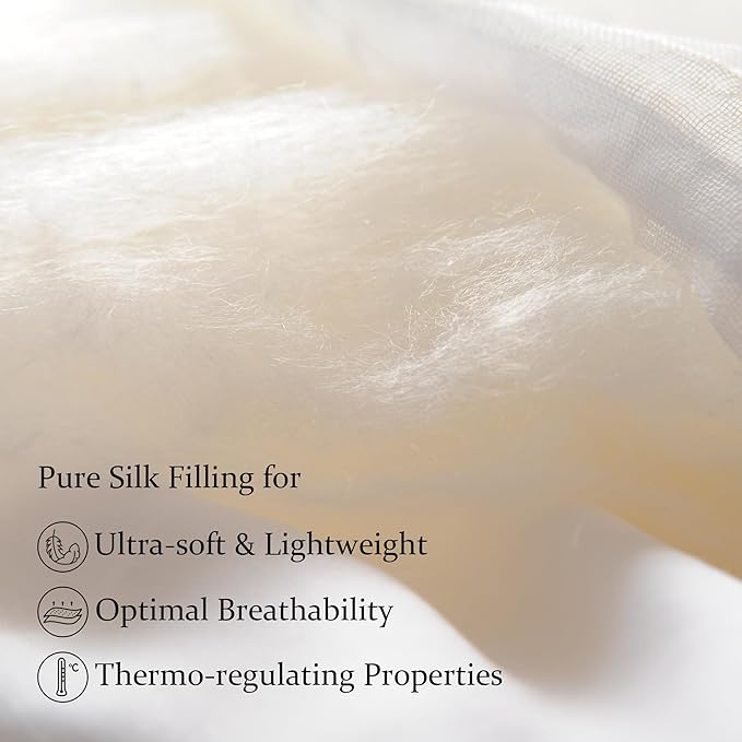 CUDDLE DREAMS Silk Filled Comforter for All Season, Detachable Tencel Duvet Cover for Easy Care, Naturally Breathable (Ivory, King)