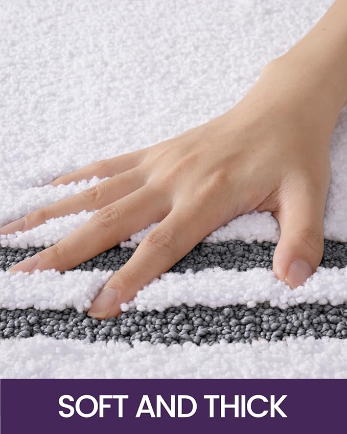 DEXI Oval Bath Mats for Bathroom, 24x36 Absorbent Bath Mat, Washable Microfiber Bathroom Rug with Non Slip Backing for Shower Floor, Dark Grey