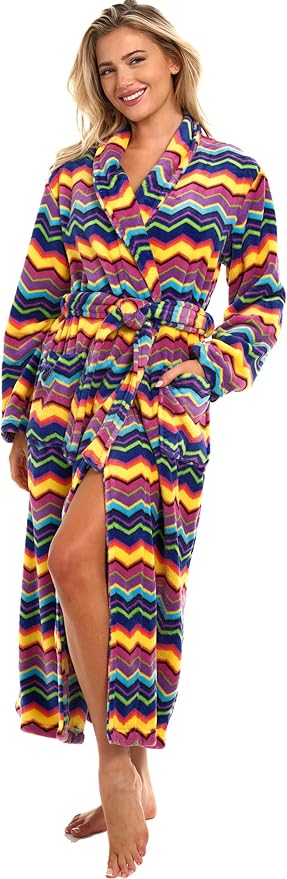 Alexander Del Rossa Plush Robe for Women, Long Fleece Winter Bath Robe, Plus Size