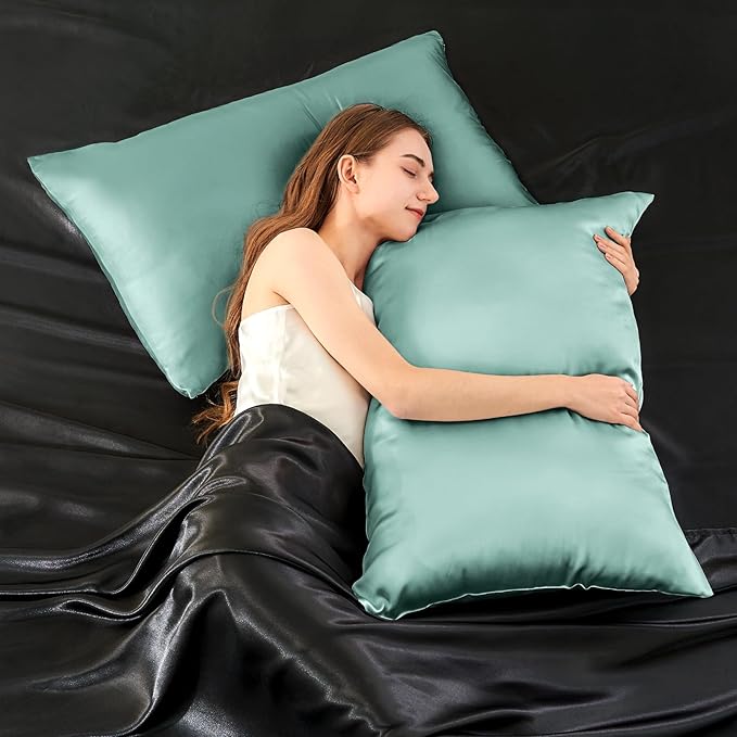INFIIXSO Mulberry Silk Pillowcase for Hair and Skin, Silk Pillow Cases Standard Size with Hidden Zipper 20x26 Inches, Ultra Smooth and Soft Cooling Pillow Cases for Hot Sleepers(ICY Morn, 1 Pack)