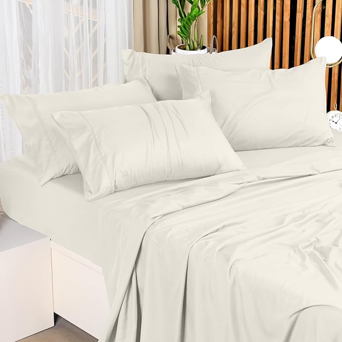 Utopia Bedding Full Sheet Set – 4 Piece Bed Sheets for Full Size Bed, Soft and Breathable Microfiber, Includes 1 Fitted Sheet, 1 Flat Sheet and 2 Pillowcases (Ivory)