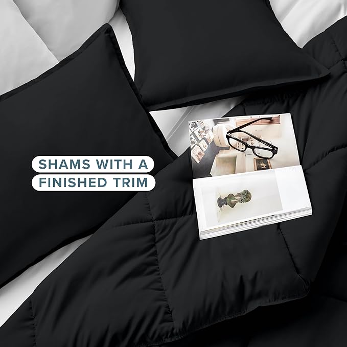 Bare Home Comforter Set - Oversized Queen Size - Ultra-Soft - Goose Down Alternative - Premium 1800 Series - All Season Warmth (Oversized Queen, Black)