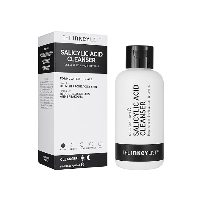 The INKEY List Salicylic Acid Cleanser, Face Wash for Blemishes, Blackheads, Oily Skin and Breakouts, Non-Drying Facial Cleanser Safe for All Skin Types, 5.0 fl oz (Pack of 2)