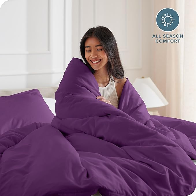 Bare Home Bedding Duvet Cover Extra Long Size - Premium 1800 Super Soft Collection - Lightweight, Cooling Duvet Cover - Soft Breathable Bedding (Twin/Twin XL, Plum)