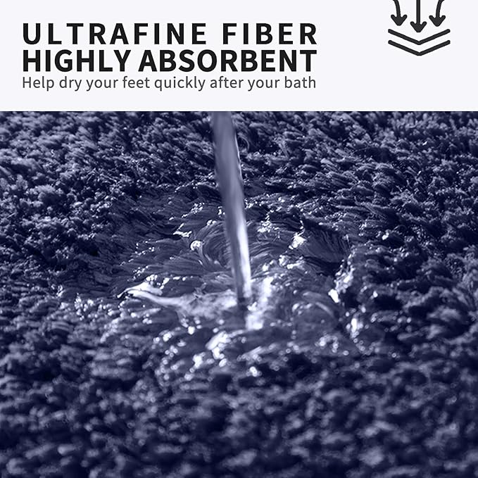FIFU Bathroom Rugs 24" W x 36" L, Bath Mat for Bathroom, Bedroom, Laundry Room & Kitchen, Non-Slip Rubber Latex Backing, Extra Soft and Absorbent Microfiber Carpet, Machine Washable Rug, Navy Blue