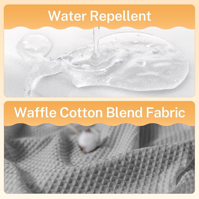 River Dream Lake Wanaka Fabric Shower Curtain Set, Cotton Blend, Waffle Weave, with Snap in Replacement Liner，54 x 80 inches