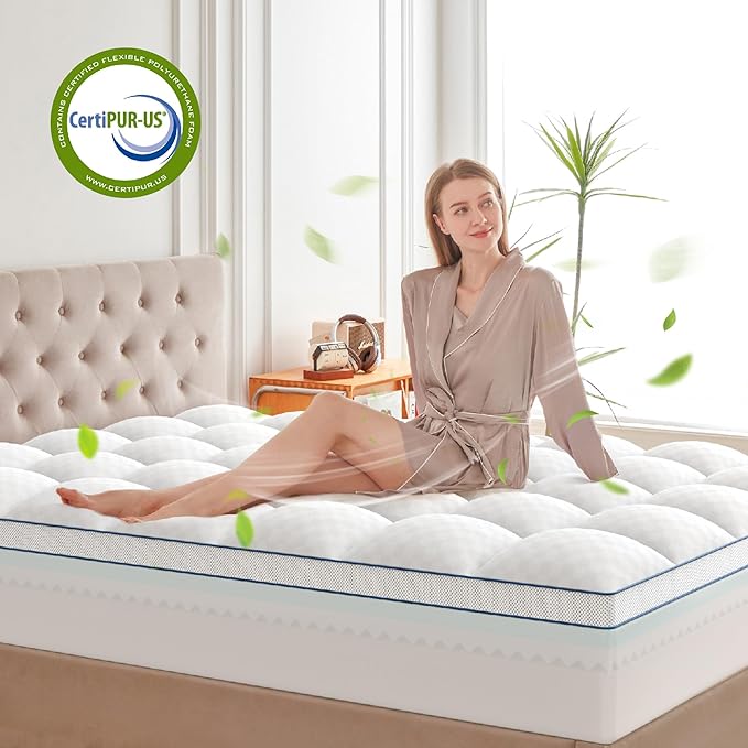 California King Size Mattress Topper, 4.5 Inch Memory Foam Mattress Topper for Back Pain & Pressure Relief - 2.5" Cooling Gel Memory Foam + 2" Pillow Top Mattress Pad Cover, Soft and Supportive