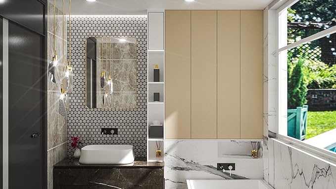 TETOTE Gold Framed Mirror for Bathroom, 22 x 30 Inch Vanity Mirror for Wall, Brushed Brass Rectangle Round Corner Entry Way Golden Frame Mirror 2 Inch Thick Frame(Horizontal/Vertical)