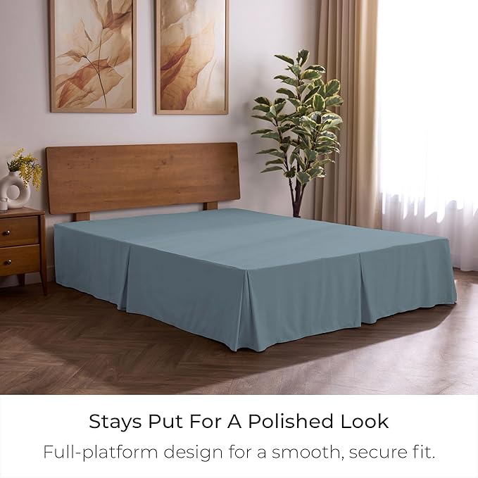 Mellanni Bed Skirt Twin Size - Bed Skirting - 15-Inch Tailored Drop Pleated Dust Ruffle - Hotel Luxury Bedding - Wrinkle, Fade, Stain Resistant - 1 Bedskirt (Twin, Spa Blue)