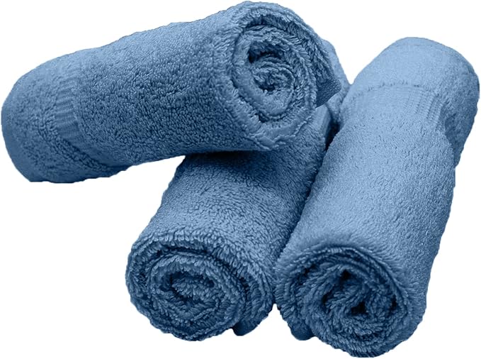 Luxury Hotel & Spa Collection, 100% Turkish Cotton 700 GSM Cloth, for Body wash, Makeup Remover & Facial Cleaning, Baby, face, Dobby Border Soft washcloths Towel Set 13" X 13", Wedgewood, Set of 6