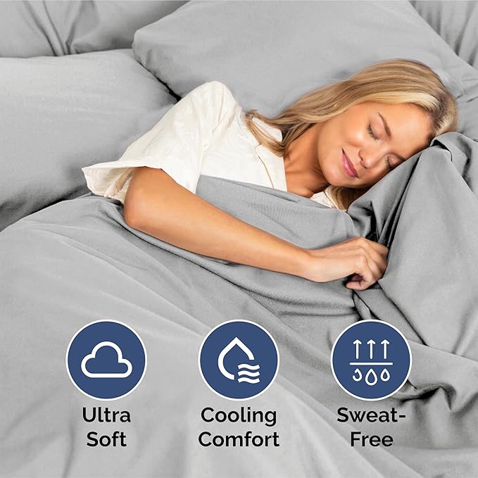 Split King Size 5 Piece Sheet Set - Extra Soft, Breathable & Cooling - Hotel Luxury Durable Bed Sheets - Deep Pockets, Easy-Fit & Wrinkle-Free - Soft Grey Oeko-Tex