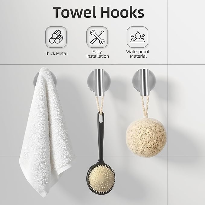 Brushed Nickel Towel Bar Set 10 Pieces, SUS304 Stainless Steel Bathroom Hardware Set, Bathroom Towel Holder Set Wall Mounted-16 Inch Towel Bar, Toilet Paper Holder, Towel Hook, Towel Ring