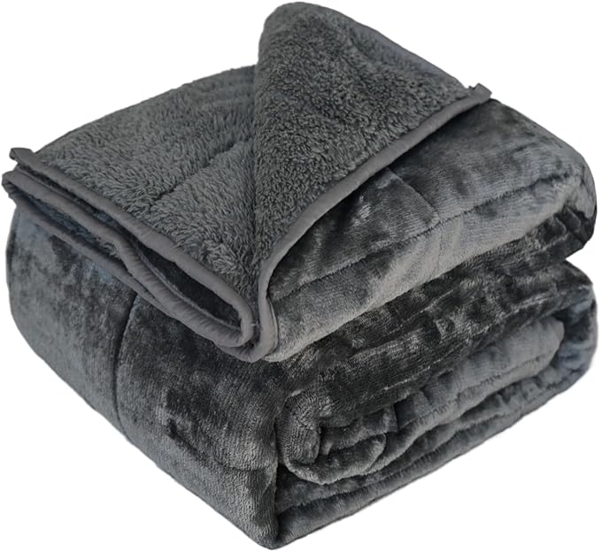 Throw Sherpa Weighted Blanket 15 lbs - 80"x87" for Adults, Fleece Fluffy Fuzzy Cozy Plush Washable Heavy Blanket, Super Soft Warm for King Queen Full Size Bed in Winter