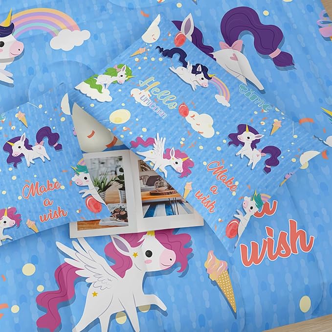 Rainbow Unicorn Comforter Set Twin，Kids Bedding Sets for Girls Twin Unicorn，Unicorn Bedroom Decor for Girls Bedding，with 1 Comforter with 2 Pillow Case