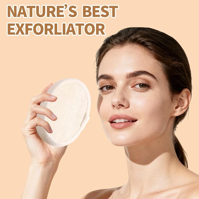 Natural Shower Loofah Sponge Exfoliating Body Scrubber，Natural Organic Beauty Exfoliating Loofah for Men and Women, Suitable for Cleansing Face Scrubber and Body Bath 2PCS (2 Large)