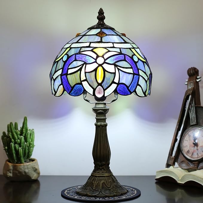 Tiffany Table lamp, Suitable for Bedroom nightstands and Living Rooms. This Table lamp is 8 inches in Size, Ideal for Placing on The Desk of a Home Office.