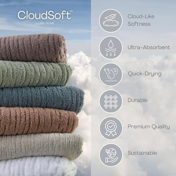 SKL Home CloudSoft Cotton Luxury Bath Towel for Bath & Gift, Gray