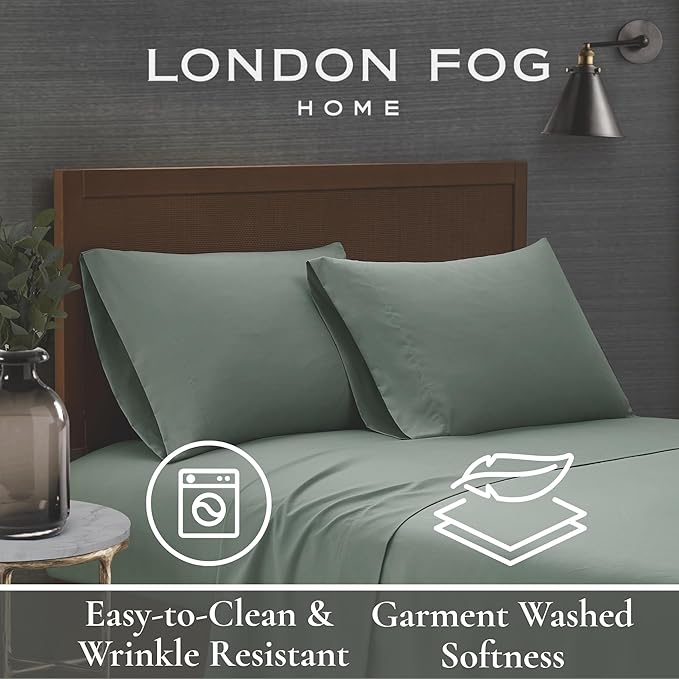 London Fog Garment Wash Solid Khaki King 6 Piece Sheet Set