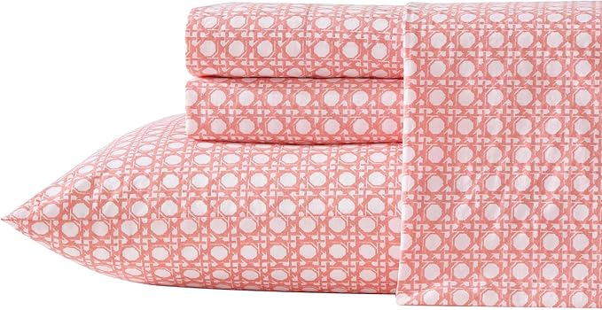Tommy Bahama - King Bed Sheets, Crisp & Cool Cotton Percale Bedding with Matching Pillowcases, Lightweight Bed Set, Oeko-Tex Certified (Bahama Isle Orange)