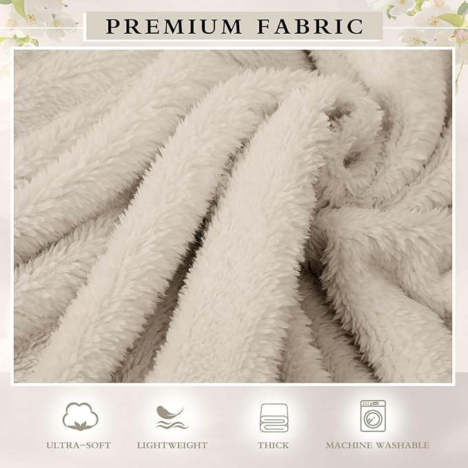 Tinideya 6 Pack Sherpa Fleece Throw Blankets Bulk 50"x 60" Soft Plush Wedding Throw Blankets for Couch Sofa Spa Sleepover Party Favor Supplies Travel Guest Room Home Decor (Beige)