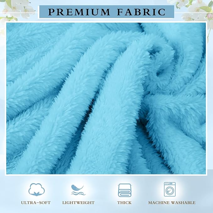 Tinideya 6 Pack Sherpa Fleece Throw Blankets Bulk 50"x 60" Soft Plush Wedding Throw Blankets for Couch Sofa Spa Sleepover Party Favor Supplies Travel Guest Room Home Decor (Blue)