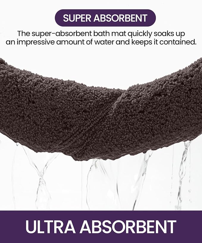 DEXI Bathroom Rugs 24x16, Washable Non Slip Bath Mat for Shower Floor, Absorbent Quick Dry Bathmat with Rubber Backing, Ultra Soft Plush Carpet for Tub, Brown