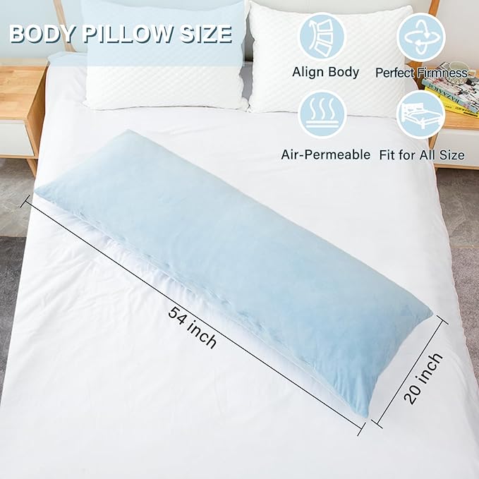 Body Pillow, Memory Foam Body Pillows for Adults Sleeping, Long Pillow for Bed, Big Large Firm Full Body Pillow for Side Sleeper, 20x54 Inch, Light Blue