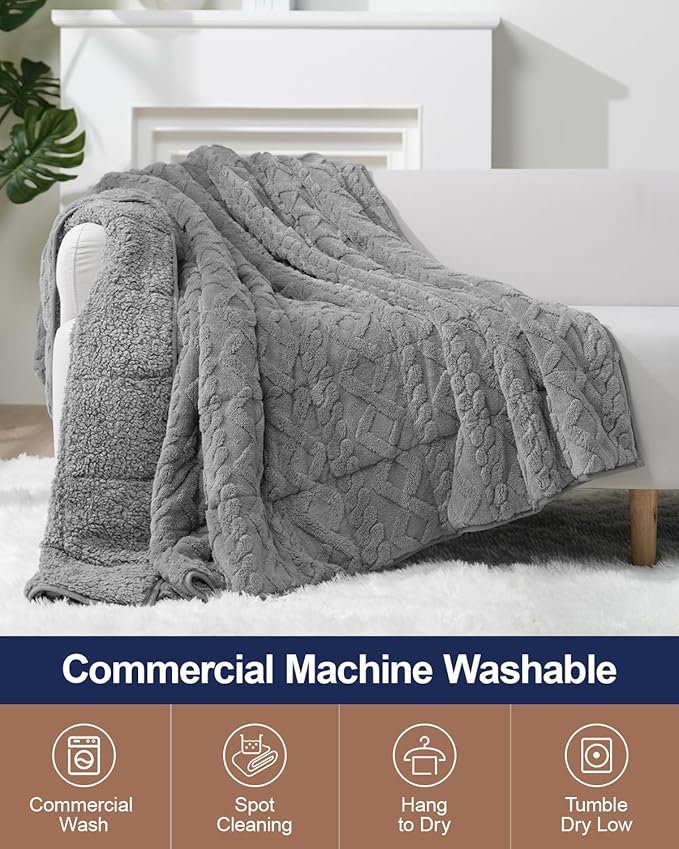 Super Fuzzy Soft Sherpa Fleece Weighted Blanket, 20 lbs Dual Sided Fluffy Heavy Weighted Blankets for Adults - No Bunching with Double Layers of Soft Inner Lining (60"x 80", 20 Pounds)