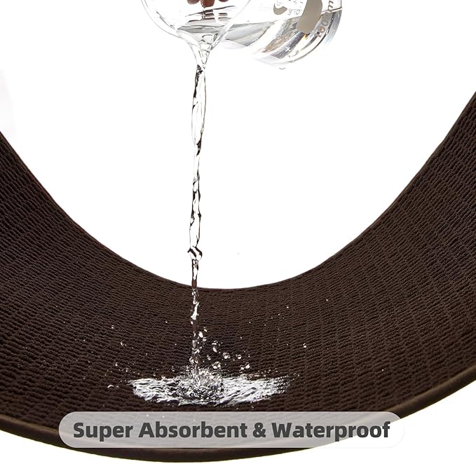 Bathroom Rugs Non Slip Washable, Super Absorbent Thin Bath Mat Quick Dry Low Pile Bathroom Rug, Brown 24"x47"