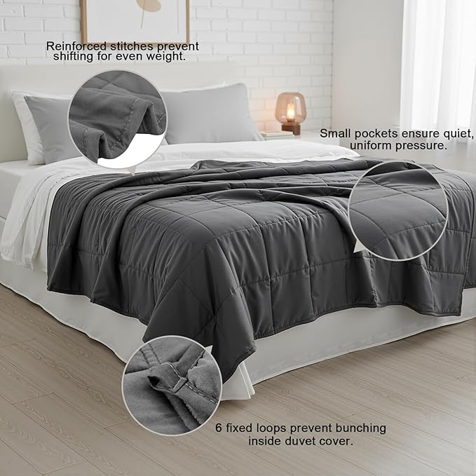 Smart Queen Weighted Blanket for Adults,(60"x80",20lbs Grey) Full Size Soft Cooling Heavy Blanket for Sleeping, Breathable Blanket with Glass Beads Perfect for 190-210 lbs,All Season,Machine Washable