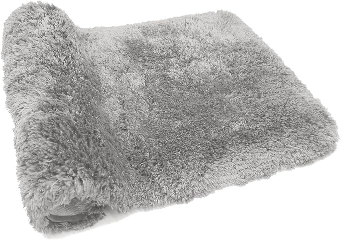 FIFU Bathroom Rugs 17" W x 24" L, Bath Mat for Bathroom, Bedroom, Laundry Room & Kitchen, Non-Slip Rubber Latex Backing, Extra Soft and Absorbent Microfiber Carpet, Machine Washable Rug, Silver Gray
