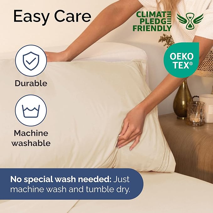 Twin Size 3 Piece Sheet Set - Extra Soft, Breathable & Cooling Sheets - Hotel Luxury Durable Bed Sheets for Women & Men - Deep Pockets, Easy-Fit & Wrinkle-Free Sheets - Cream Pink Oeko-Tex Bed Sheets