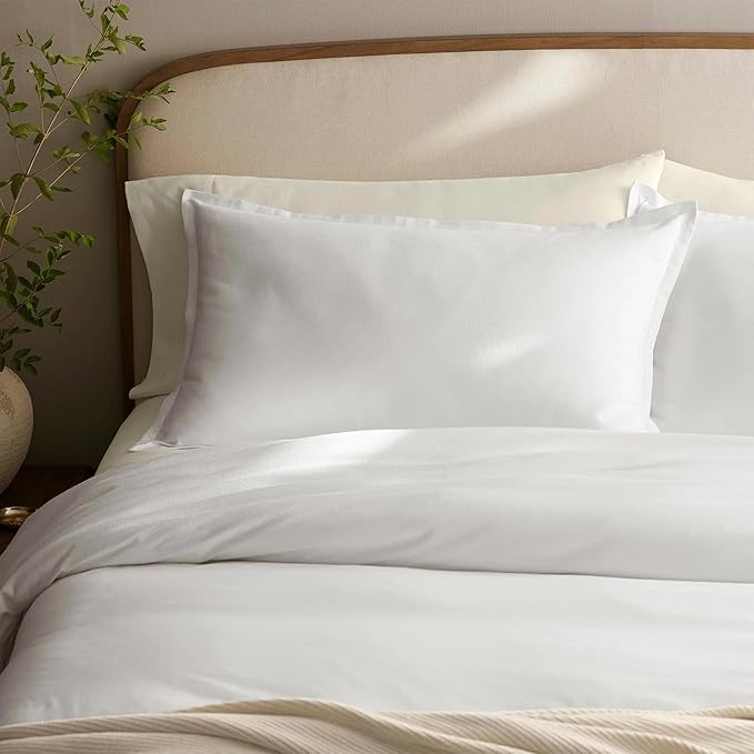 BOLL & BRANCH Flannel Duvet Set - King/Cal King, White - Luxury 100% Organic Cotton - 1 Duvet Cover, 2 Shams - Velvety Soft, Warm & Breathable Weave