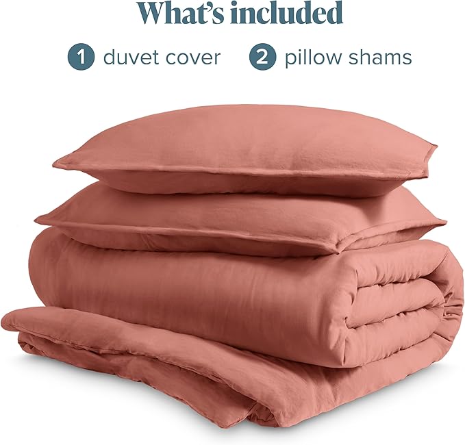 Bare Home Microfiber Duvet Cover Set - Ultra Soft Washed Microfiber - Queen Size - Linen-Like Look - Easy Care - Breathable Fabric - Our Softest Duvet Cover Set (Queen, Dusty Rose)