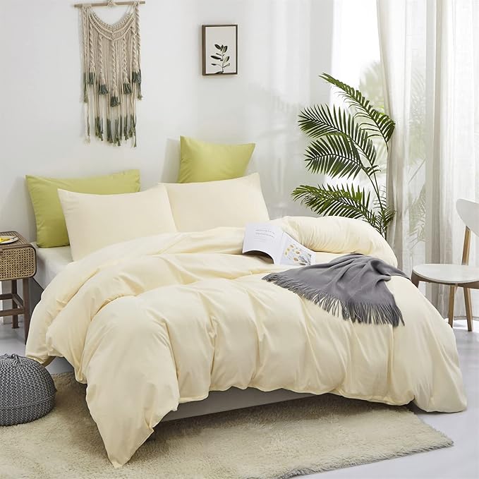 Cottonight Ivory White Comforter Set King Beige Bedding Comforter Set Off White Solid Blanket Quilts Modern Soft Breathable Modern Simple Off White Bedding Set for Women Men King Bed