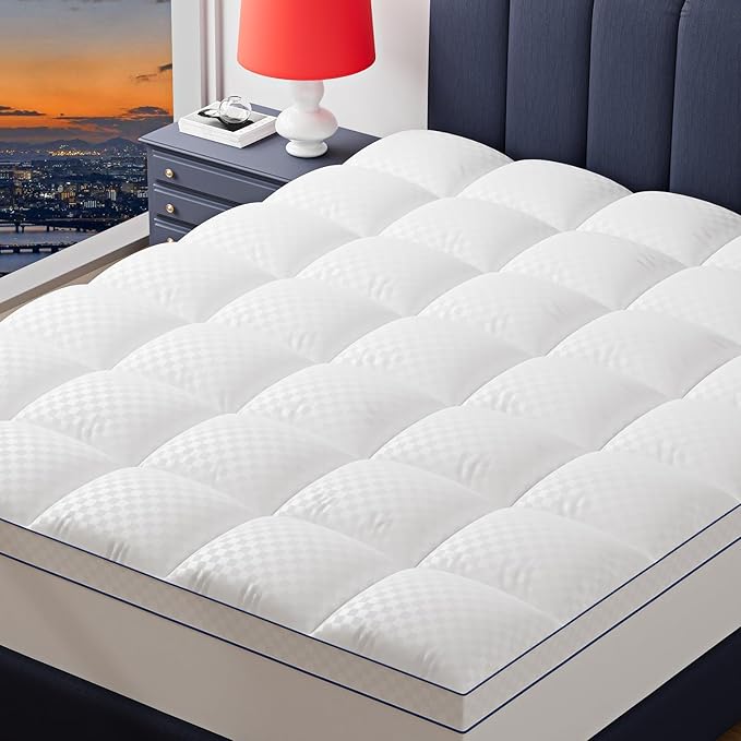 Mattress Topper for Back Pain, Extra Thick Pillowtop, Cooling and Plush Mattress Pad Cover Bed Topper Protector with 8-21 Inch Deep Pocket California King