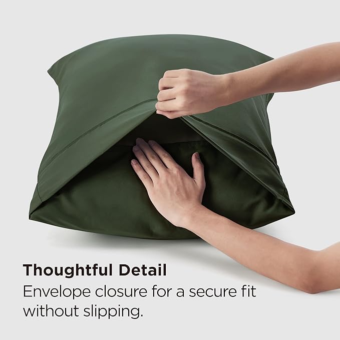Bedsure King Size Pillow Cases Set of 2 - Olive Green Microfiber Pillowcases 2 Pack, Super Soft Double Brushed Pillow Case Cover with Envelope Closure, Wrinkle, Fade and Stain Resistant, 20x36 Inches