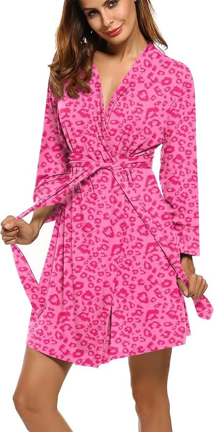HOTOUCH Womens Robe Lightweight Short Knit Bathrobe Soft Ladies Sleepwear with Pockets