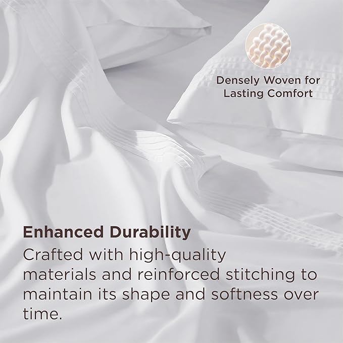 Bedsure Deep Pocket Full Size Bed Sheets Set - Fits Mattresses Up to 21 Inches Thick - 4 Piece GentleSoft Bed Sheets, Moisture Wicking, Soft & Cooling Bedsheet & Pillowcases, Easy & Secure Fit, White