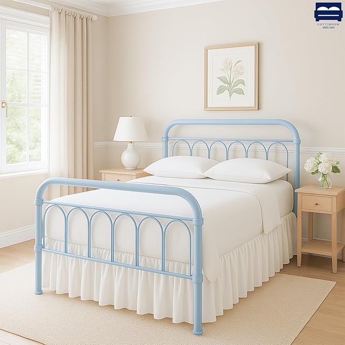 Ruffled Bed Skirt with Split Corners-Dust Ruffle - 14" Drop 100% Microfiber Soft,Sheen & Luxurious Look - Bed Skirts (White -Twin)