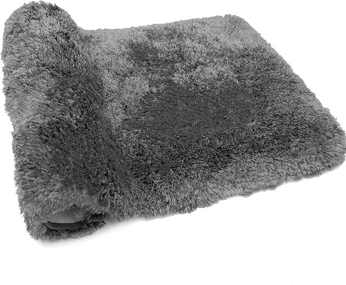FIFU Bathroom Rugs 24" W x 36" L, Bath Mat for Bathroom, Bedroom, Laundry Room & Kitchen, Non-Slip Rubber Latex Backing, Extra Soft and Absorbent Microfiber Carpet, Machine Washable Rug, Dark Gray