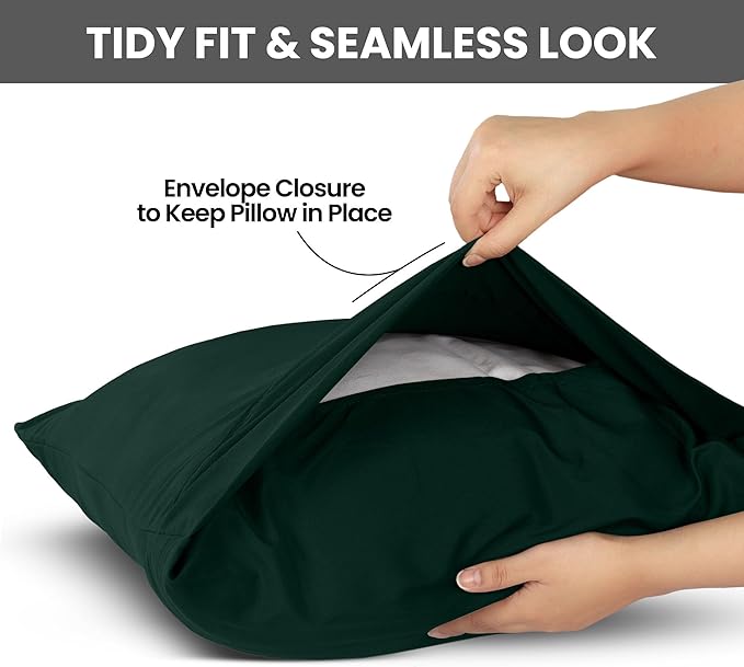 Pillow Covers by Utopia Bedding - Queen Size 2-Pack – Soft Brushed Microfiber – Perfect for Hospitals, Hotels, Guest Rooms – Oeko-TEX Certified, 20x30 Inches (Emerald)