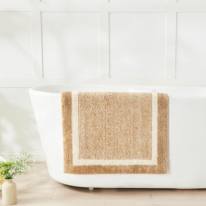 CozeCube Bath mats for Bathroom Non Slip, Fluffy Absorbent Microfiber Bath mat Washable, Aesthetic Bathroom Rugs, Long Beige Bath Runner, Beige, 59" x 24"