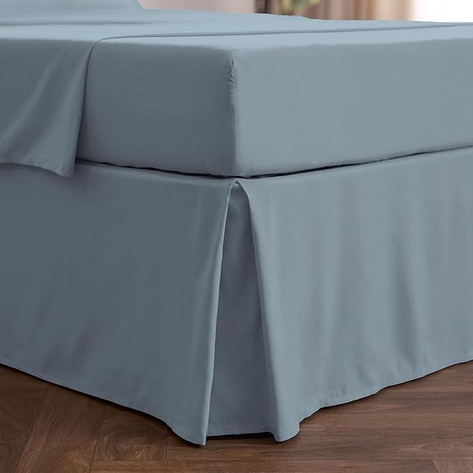 Mellanni Bed Skirt Twin XL Size - Bed Skirting - 15-Inch Tailored Drop Pleated Dust Ruffle - Hotel Luxury Bedding - Wrinkle, Fade, Stain Resistant - 1 Bedskirt (Twin XL, Blue Hydrangea)