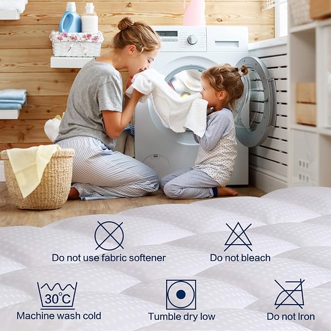 COHOME Full Size Mattress Topper Extra Thick Cooling Mattress Pad 400TC Cotton Top Plush Down Alternative Fill Pillow Top Mattress Cover with 8-21 Inch Deep Pocket (54x75 Inches, White-Classic)